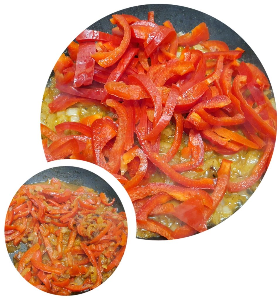 Préparation des linguine sauce poivron