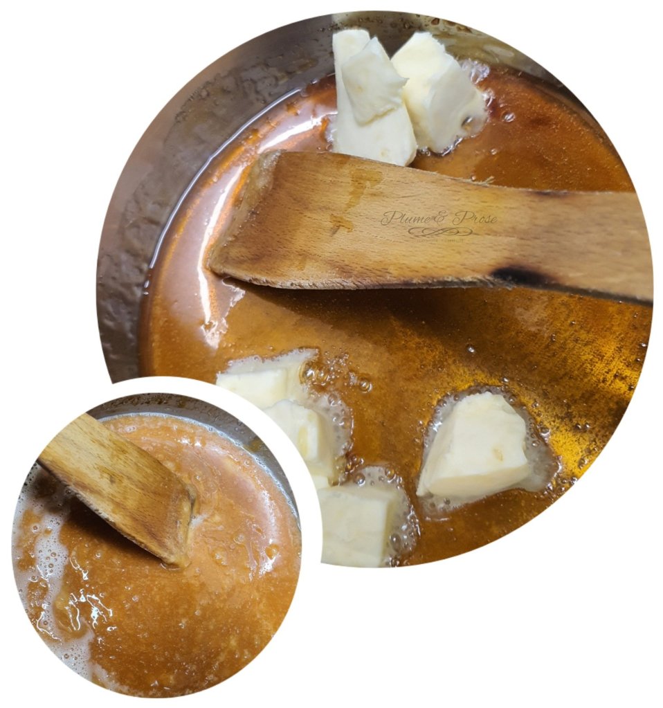 Préparation du caramel au beurre salé à la vanille