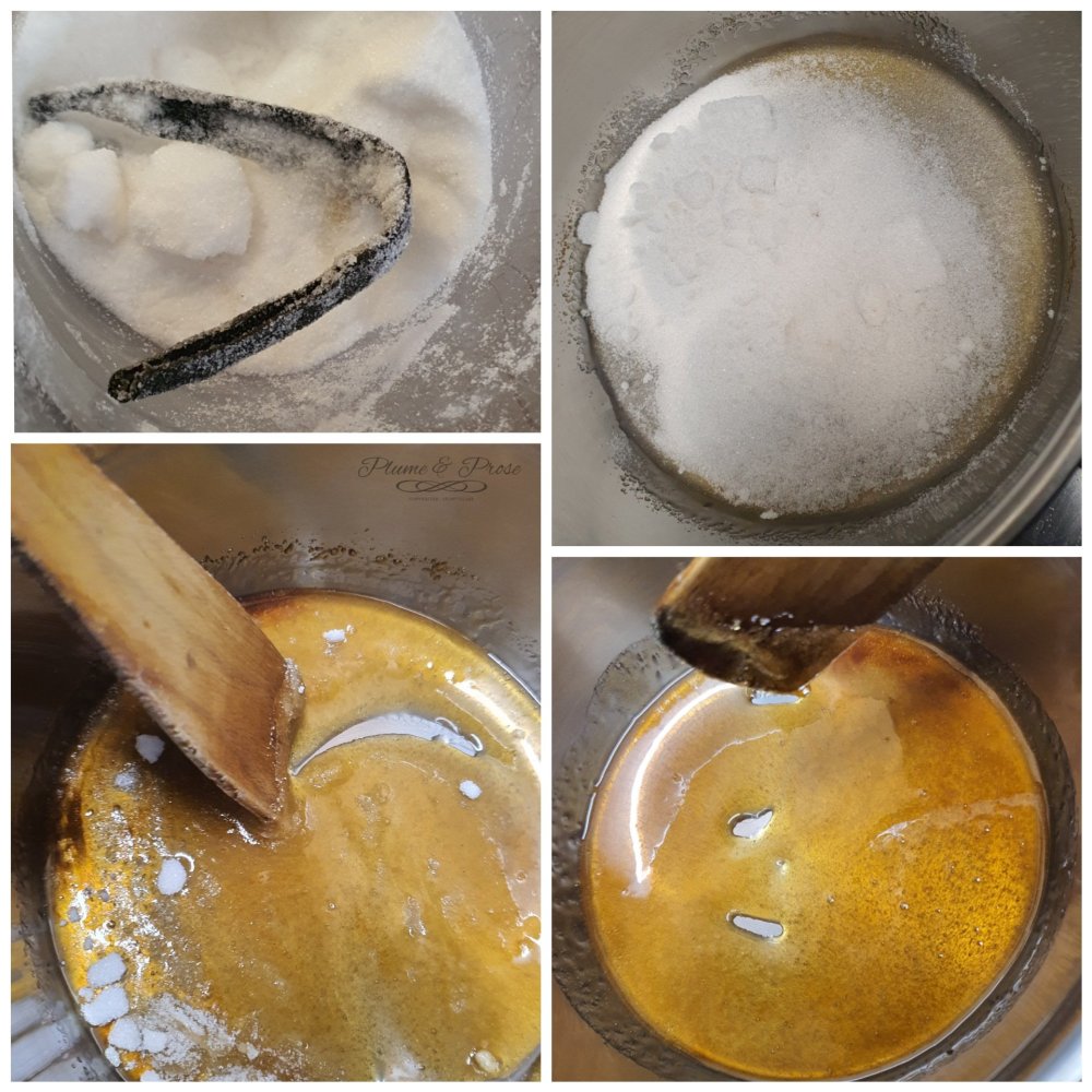 Préparation du caramel au beurre salé à la vanille