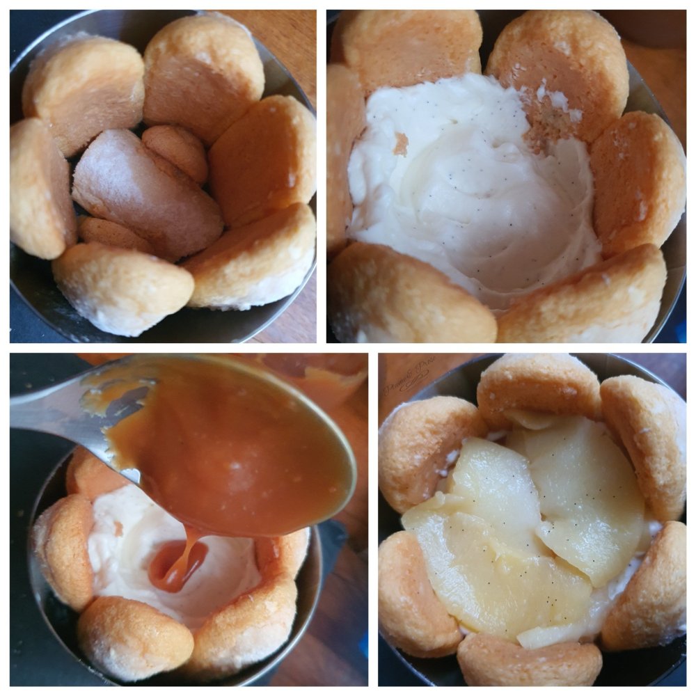 Préparation de la charlotte pommes-caramel