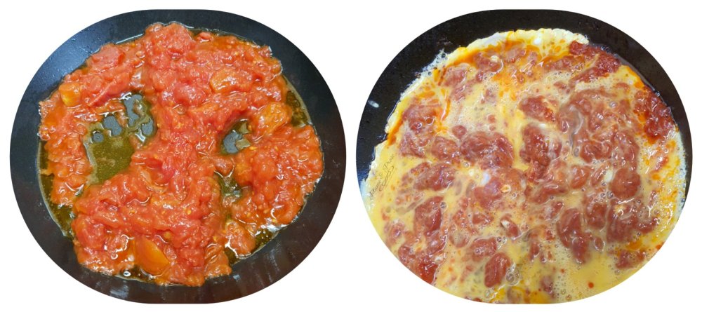 Préparation de l'Omelette aux tomates azerbaïdjanaise