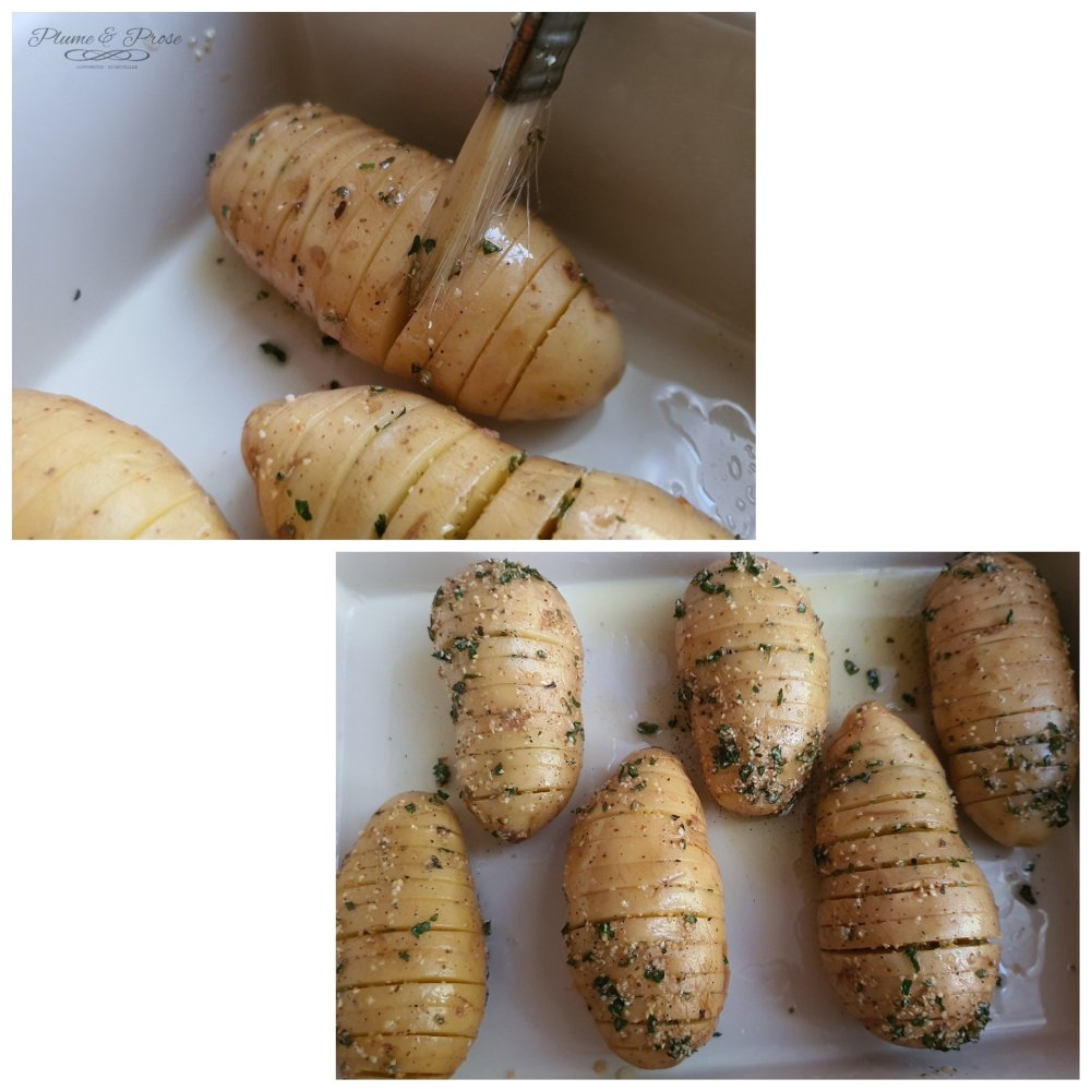 Préparation des "Hasselbackspotatis"