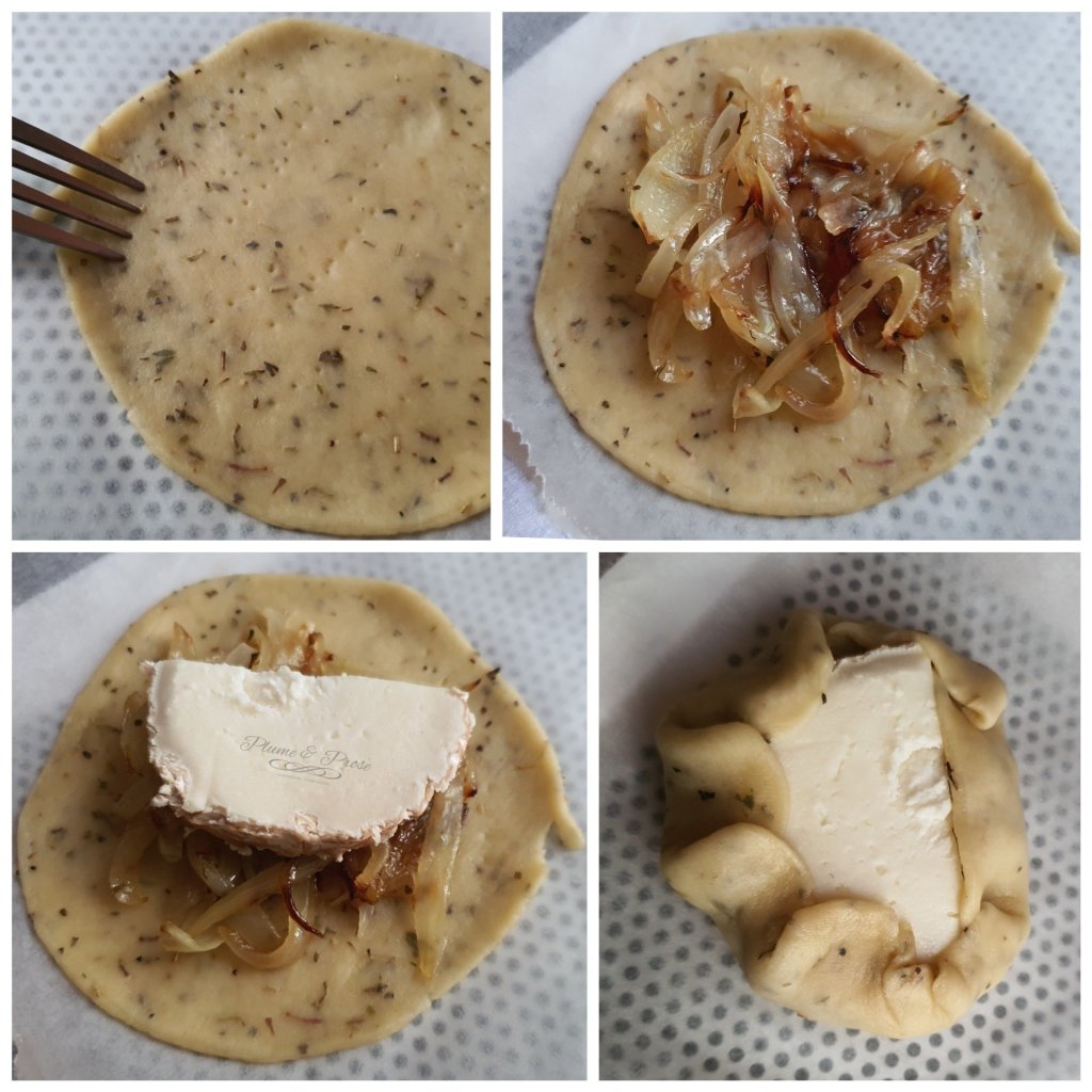Préparation des tartelettes rustiques, oignons confits et chèvre