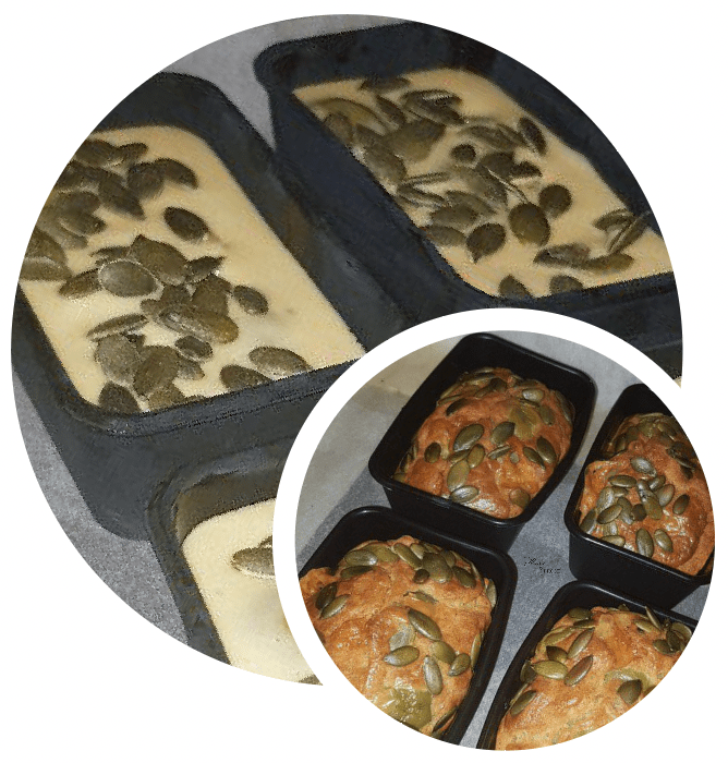 Préparation des mini cakes salés aux olives et comté