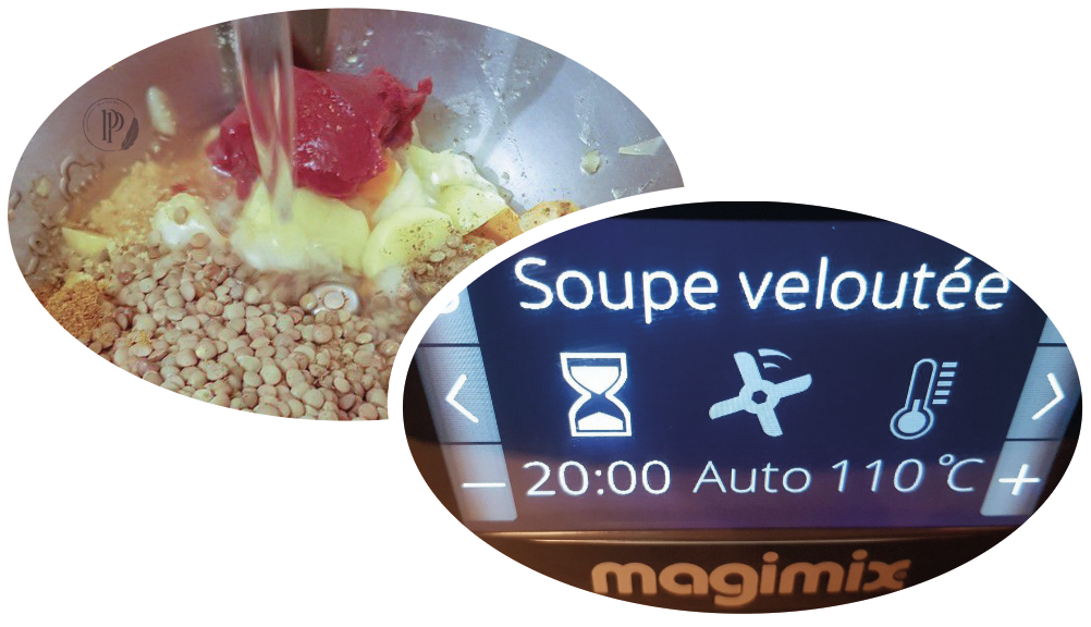 Préparation du Velouté de lentilles corail au cumin