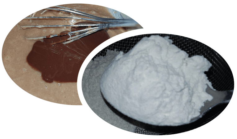 Préparation du moelleux au chocolat et crème de marron