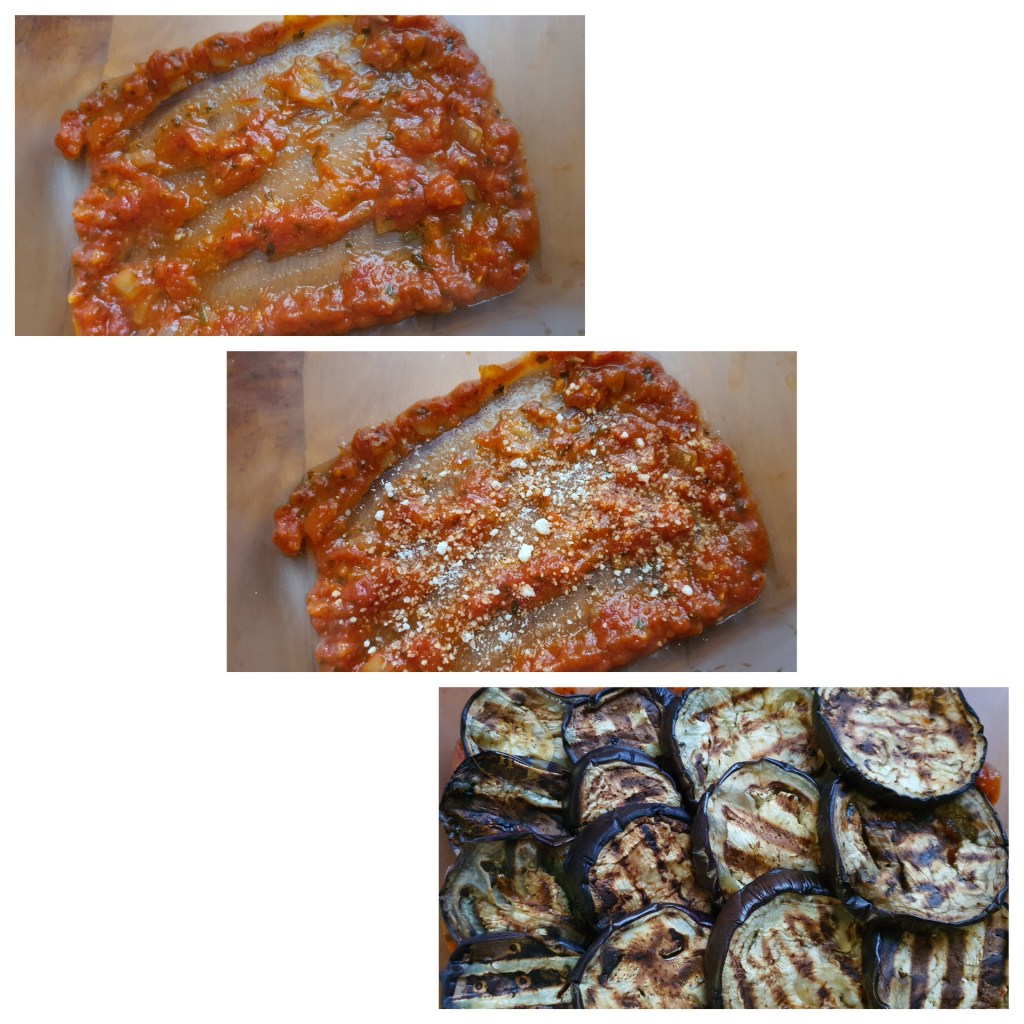 Préparation des "Melanzane alla Parmigiana" ou les Aubergines à la Parmigiana