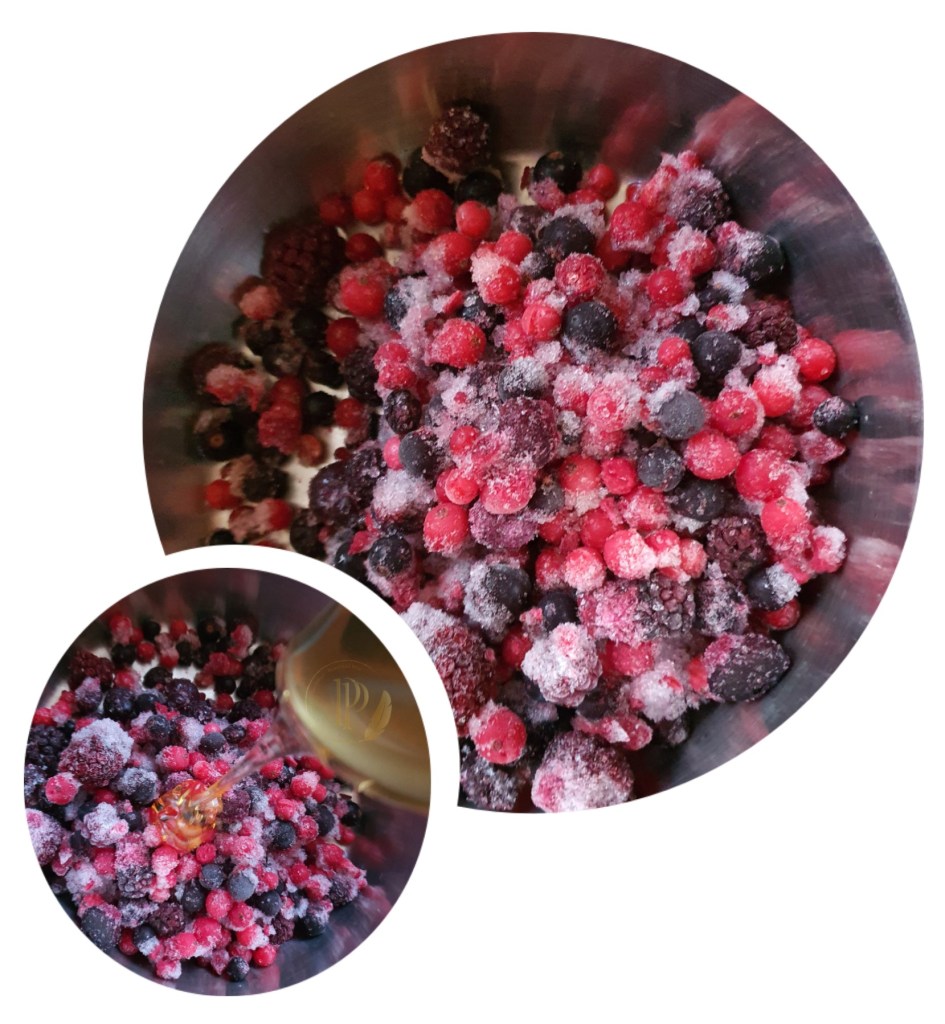 Préparation du "Frozen Fruit & Almond Crumble"