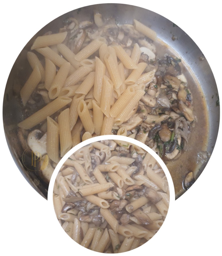 Préparation des "Garlic Mushroom Pasta" ou les Délicieuses pâtes de Jamie Oliver