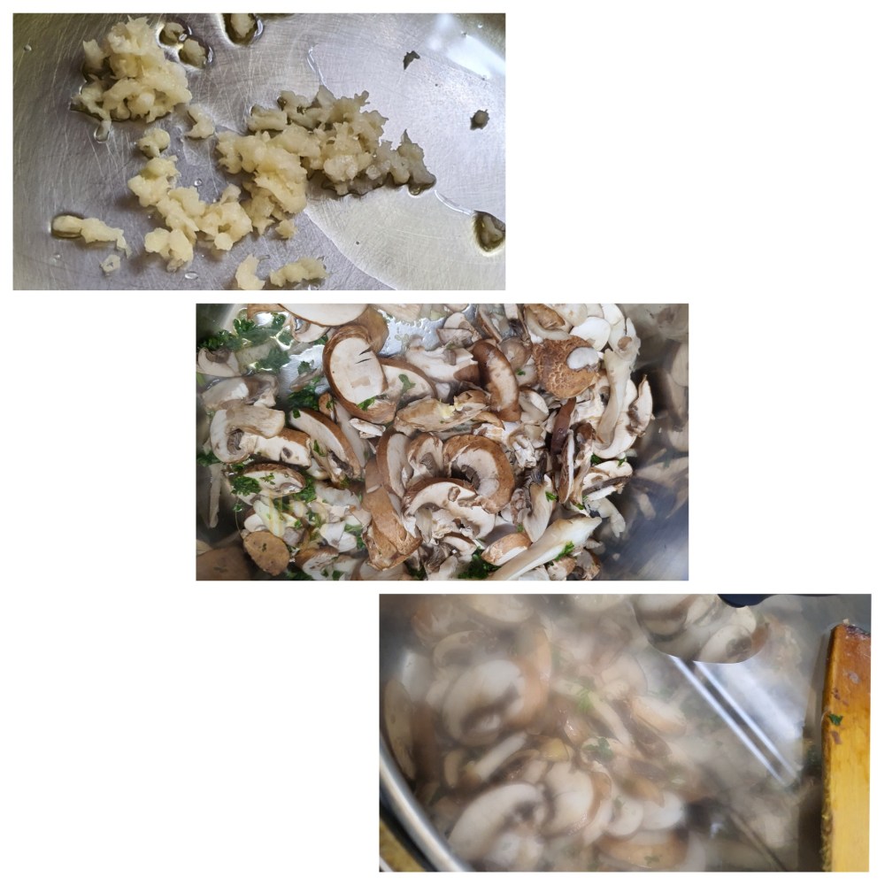 Préparation des "Garlic Mushroom Pasta" ou les Délicieuses pâtes de Jamie Oliver